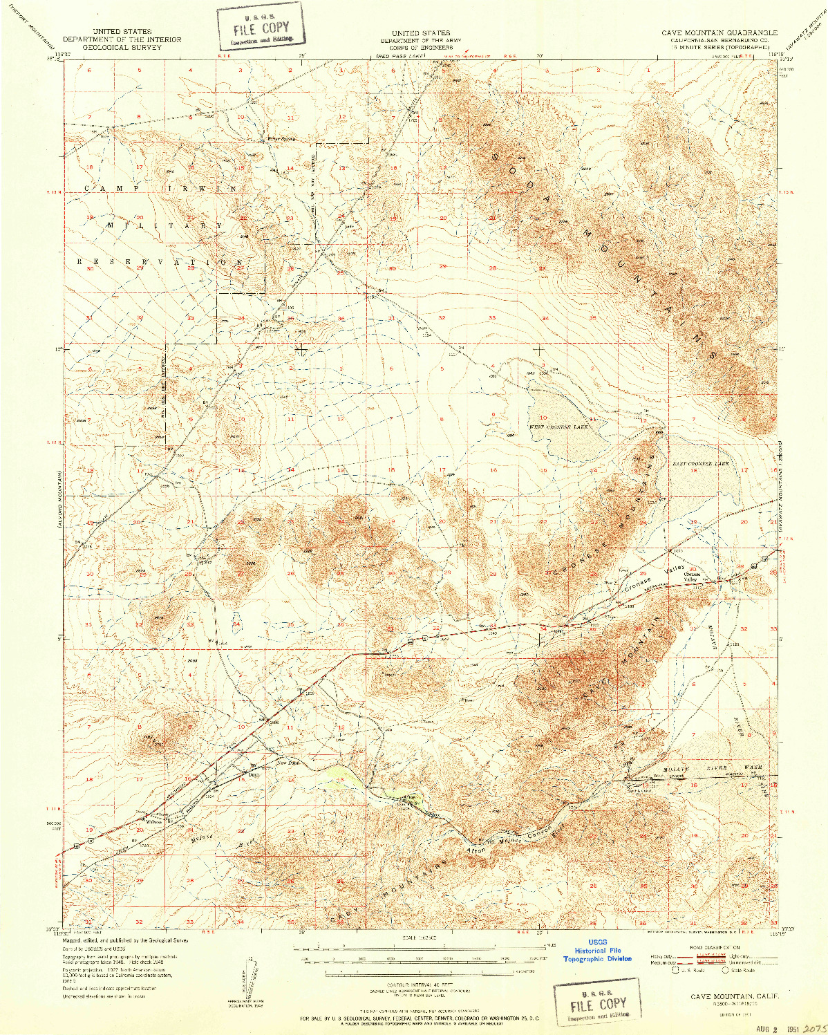 USGS 1:62500-SCALE QUADRANGLE FOR CAVE MOUNTAIN, CA 1951
