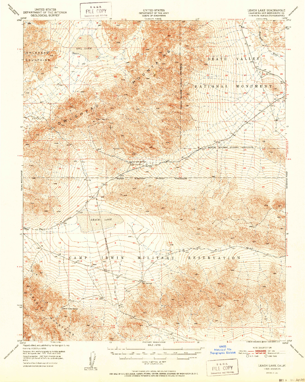 USGS 1:62500-SCALE QUADRANGLE FOR LEACH LAKE, CA 1951