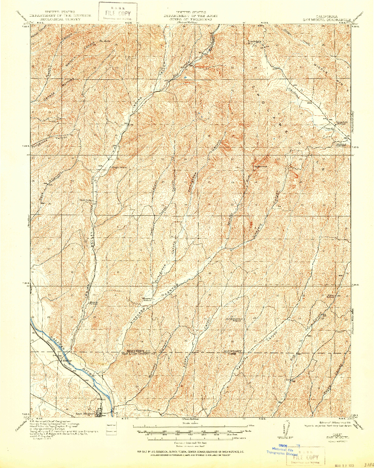 USGS 1:62500-SCALE QUADRANGLE FOR SAN MIGUEL, CA 1919
