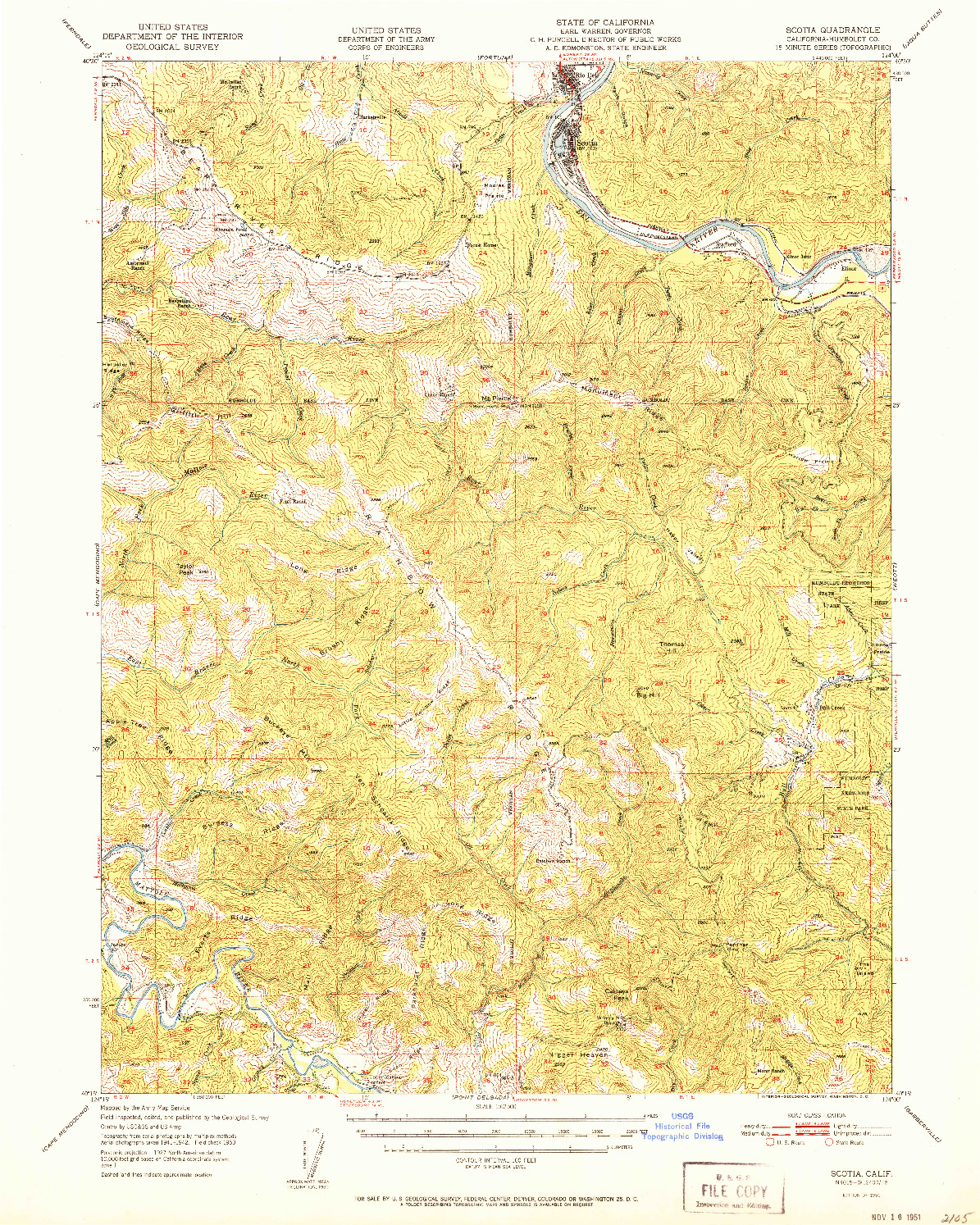 USGS 1:62500-SCALE QUADRANGLE FOR SCOTIA, CA 1951