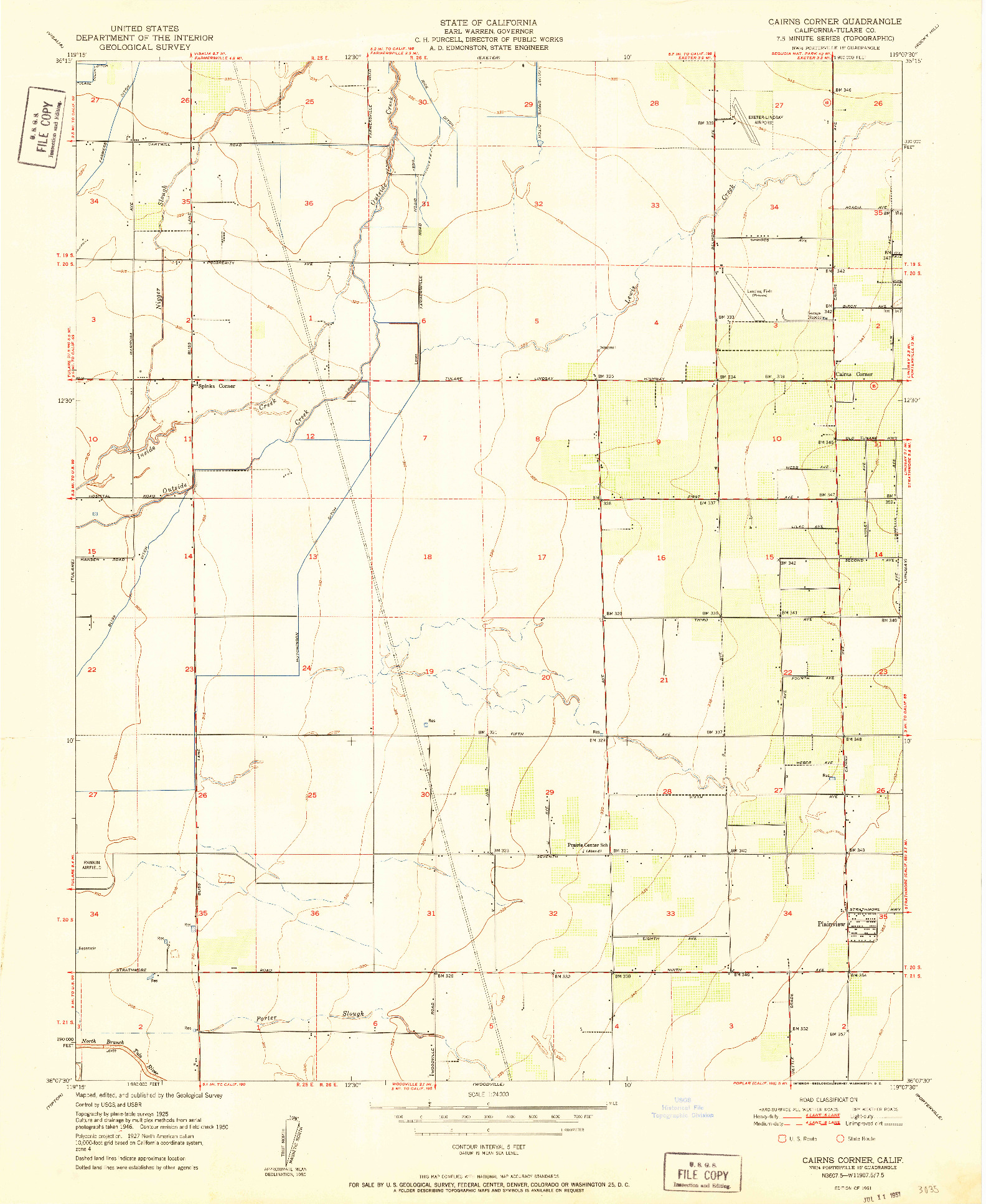 USGS 1:24000-SCALE QUADRANGLE FOR CAIRNS CORNER, CA 1951
