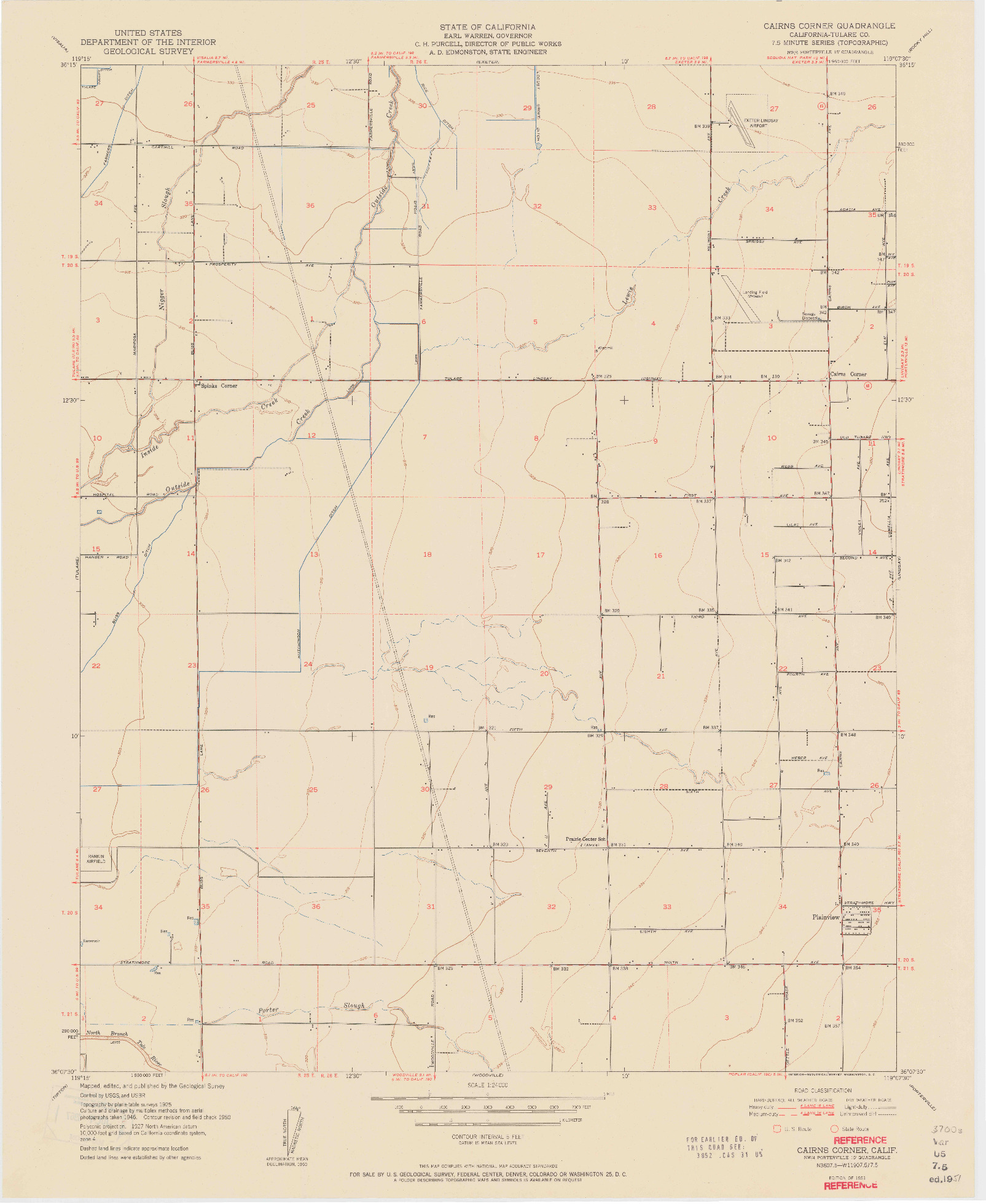 USGS 1:24000-SCALE QUADRANGLE FOR CAIRNS CORNER, CA 1951