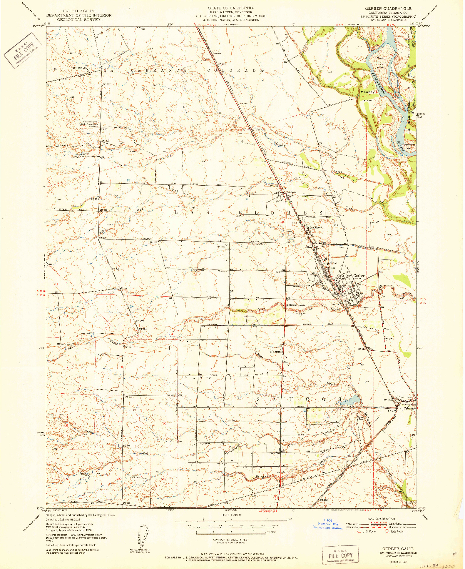 USGS 1:24000-SCALE QUADRANGLE FOR GERBER, CA 1951