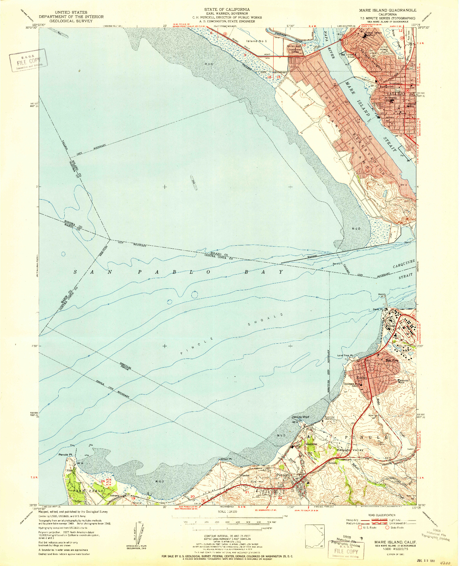 USGS 1:24000-SCALE QUADRANGLE FOR MARE ISLAND, CA 1951