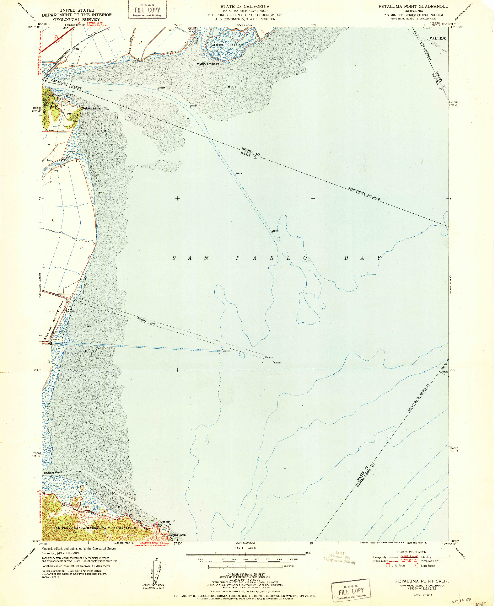 USGS 1:24000-SCALE QUADRANGLE FOR PETALUMA POINT, CA 1951
