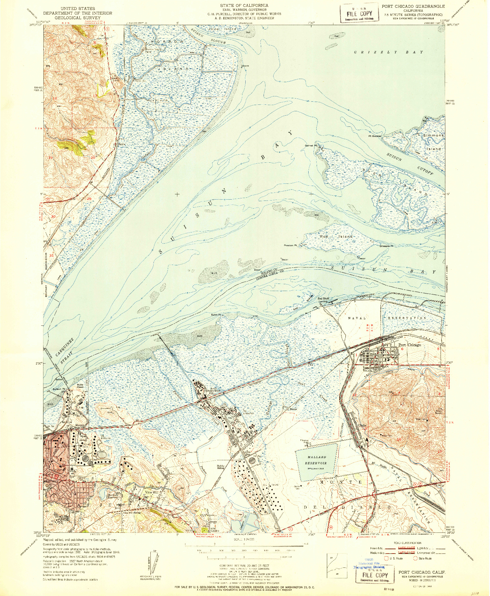 USGS 1:24000-SCALE QUADRANGLE FOR PORT CHICAGO, CA 1951