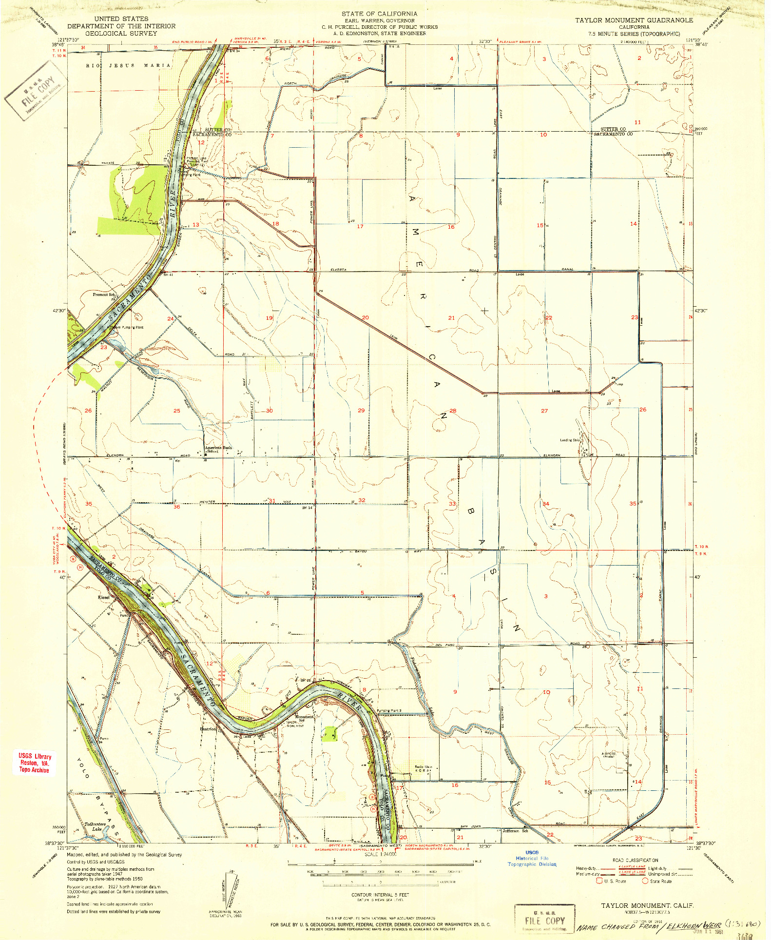 USGS 1:24000-SCALE QUADRANGLE FOR TAYLOR MONUMENT, CA 1951