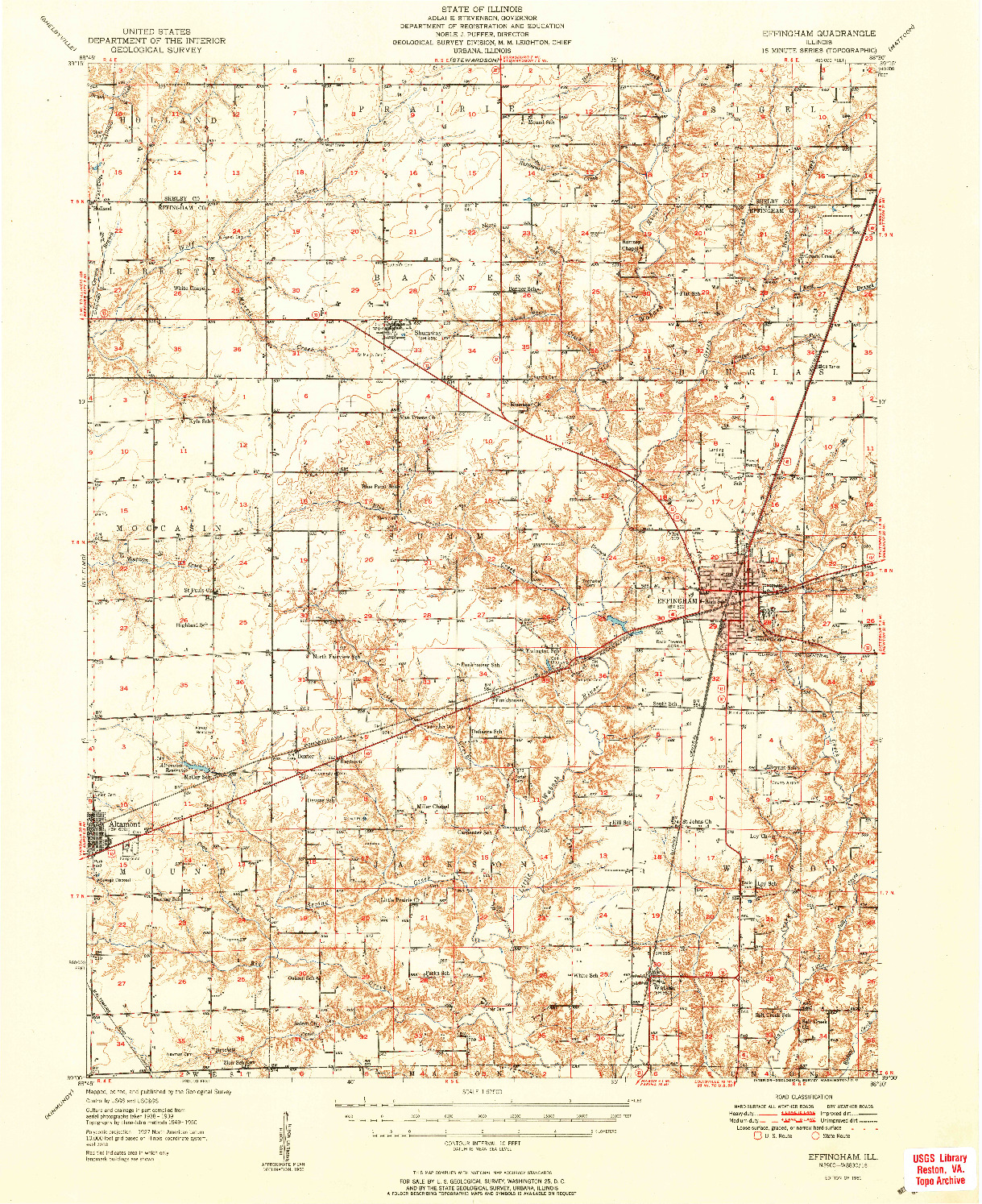 USGS 1:62500-SCALE QUADRANGLE FOR EFFINGHAM, IL 1951