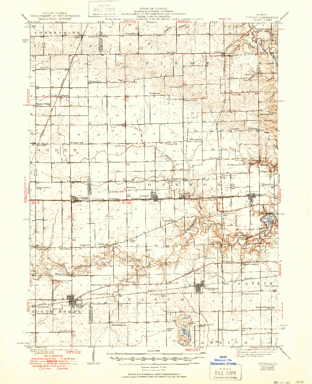 USGS 1:62500-SCALE QUADRANGLE FOR FITHIAN, IL 1943