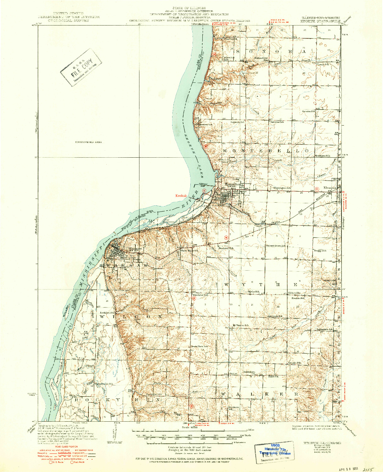 USGS 1:62500-SCALE QUADRANGLE FOR KEOKUK, IL 1936