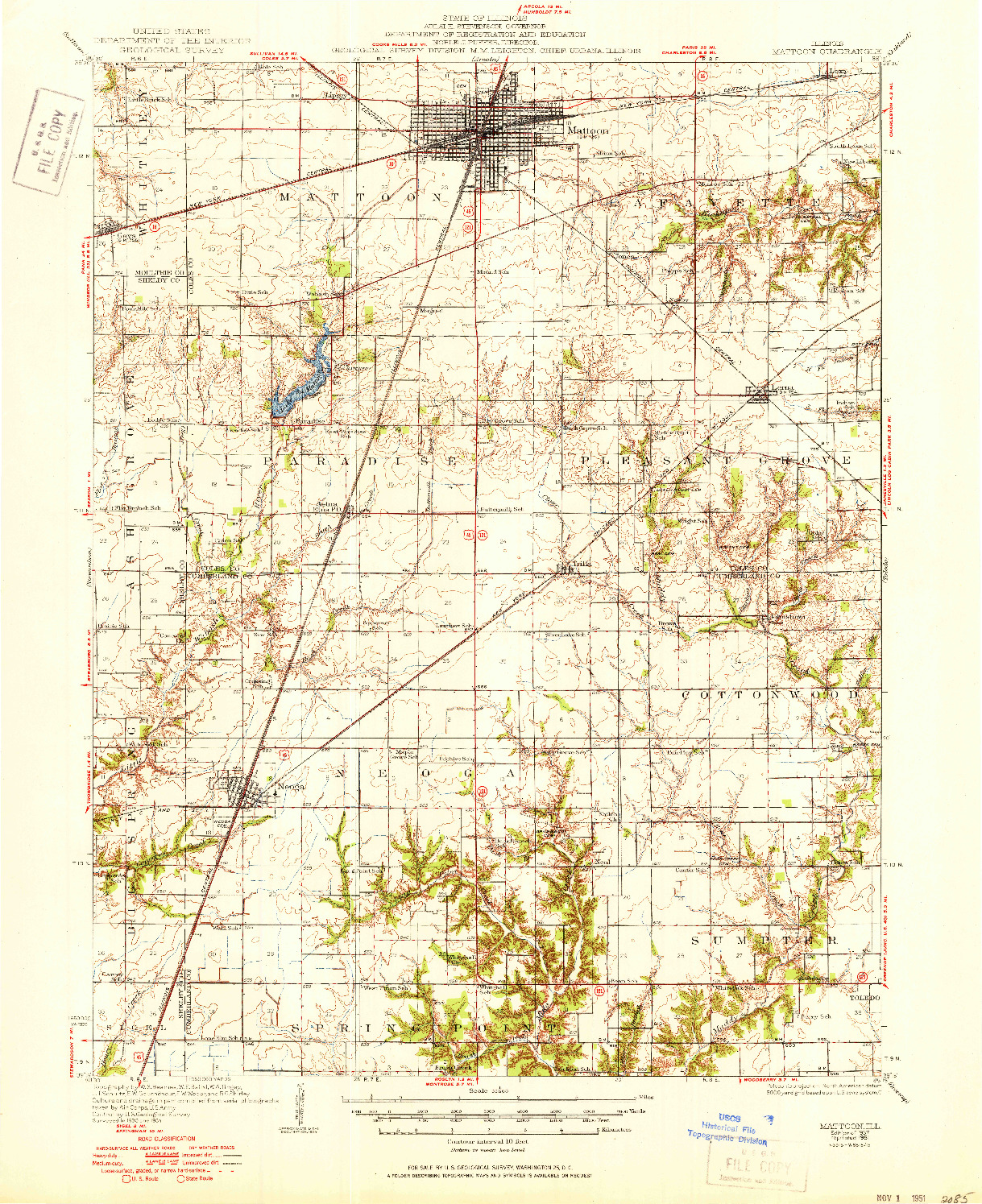 USGS 1:62500-SCALE QUADRANGLE FOR MATTOON, IL 1937
