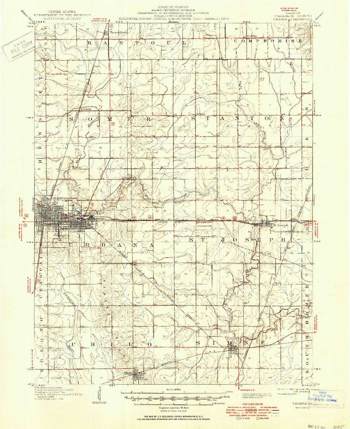 USGS 1:62500-SCALE QUADRANGLE FOR URBANA, IL 1906