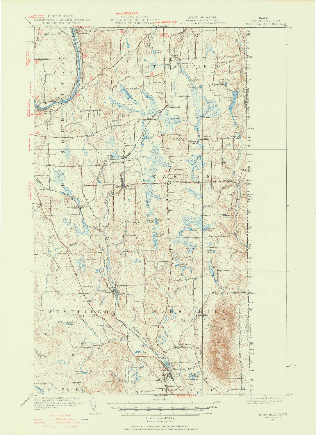 USGS 1:62500-SCALE QUADRANGLE FOR MARS HILL, ME 1951
