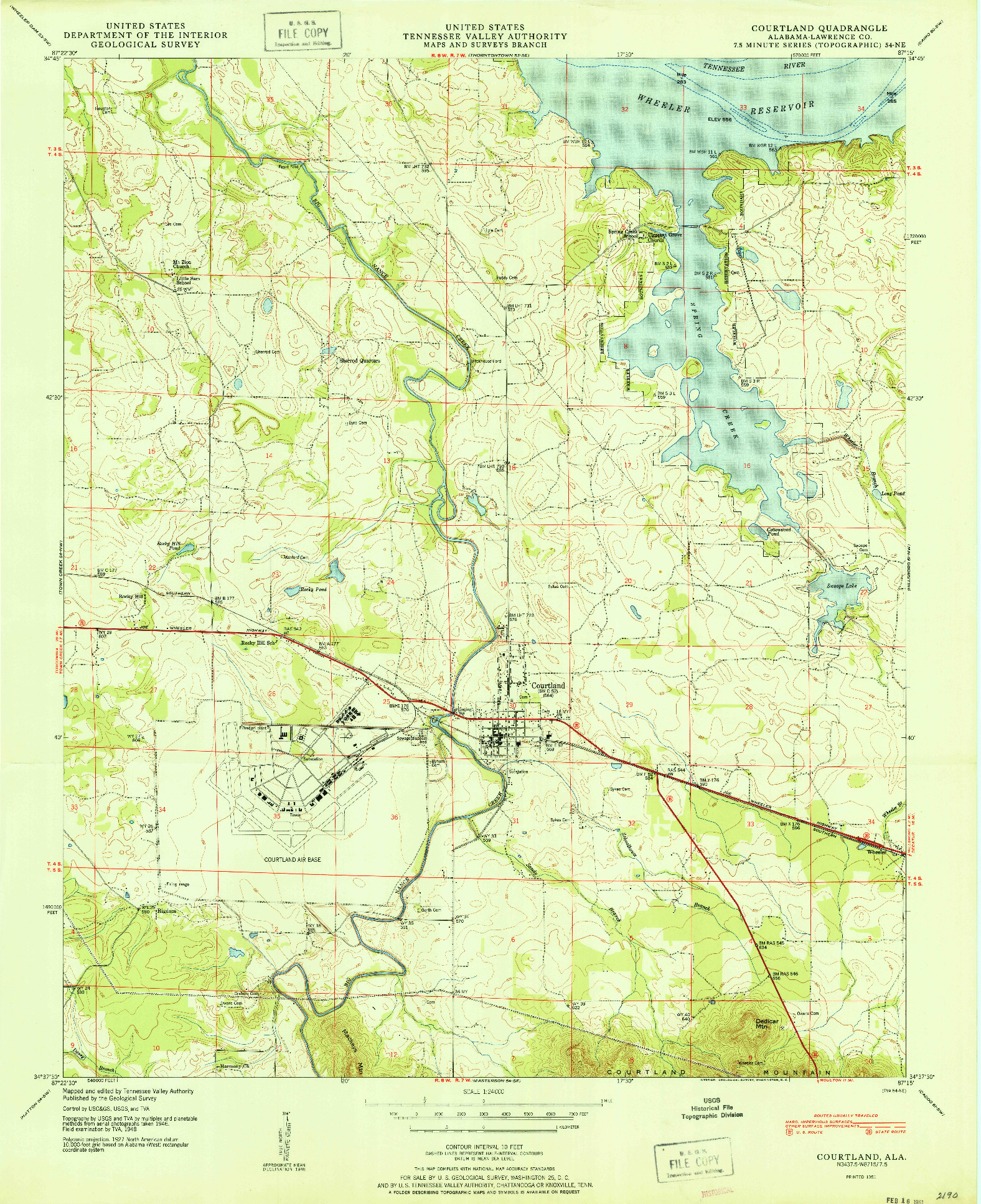 USGS 1:24000-SCALE QUADRANGLE FOR COURTLAND, AL 1951