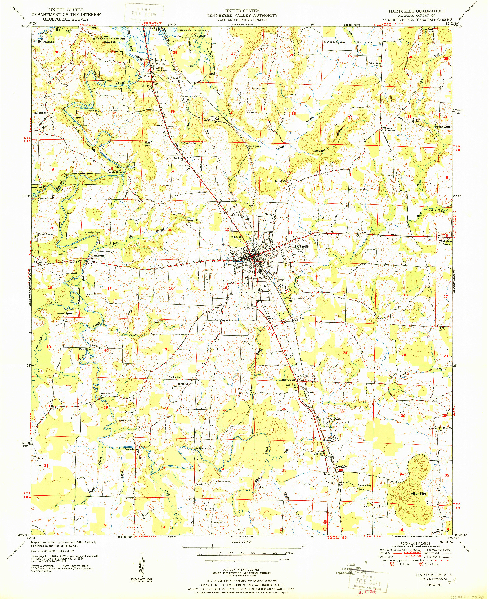 USGS 1:24000-SCALE QUADRANGLE FOR HARTSELLE, AL 1951