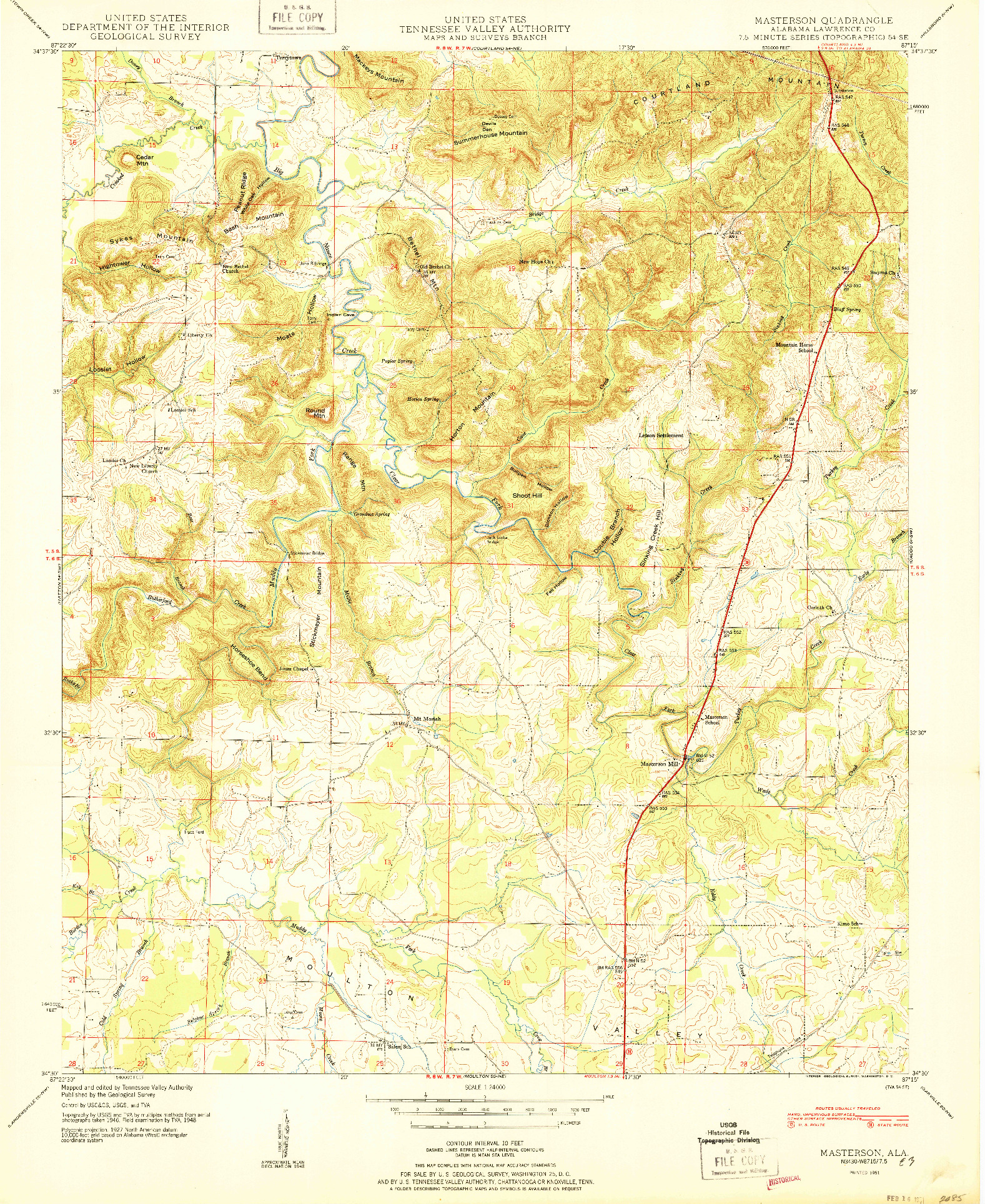 USGS 1:24000-SCALE QUADRANGLE FOR MASTERSON, AL 1951