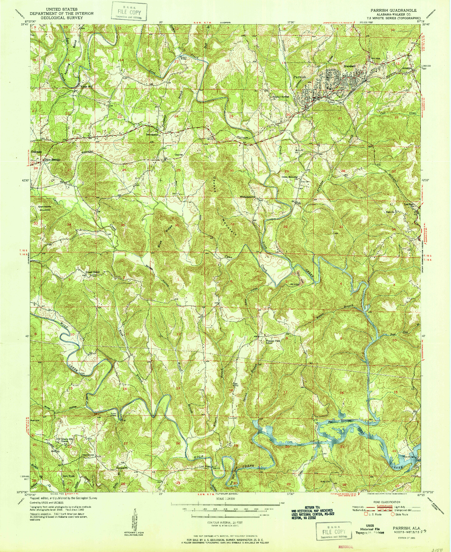 USGS 1:24000-SCALE QUADRANGLE FOR PARRISH, AL 1951