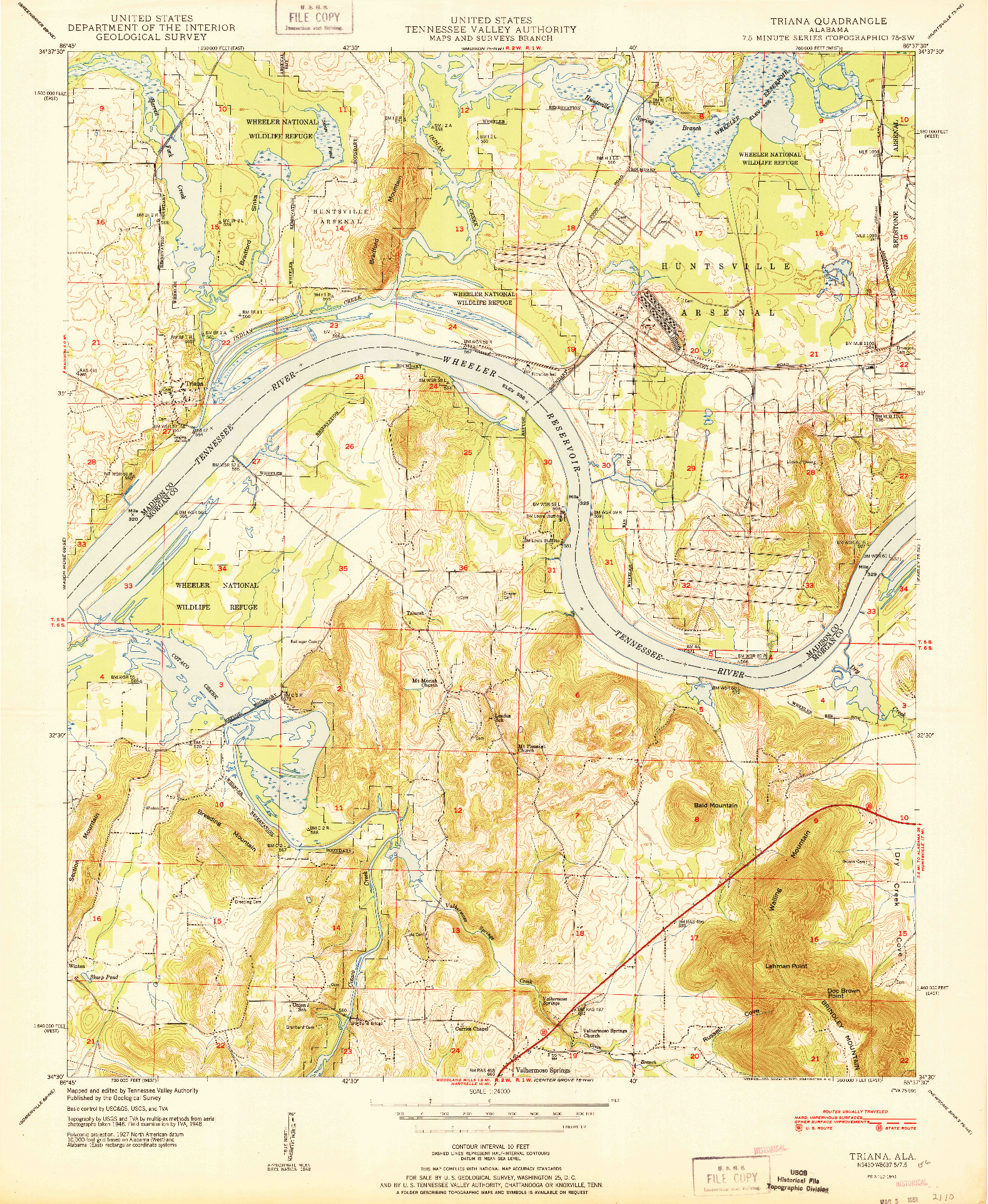 USGS 1:24000-SCALE QUADRANGLE FOR TRIANA, AL 1951