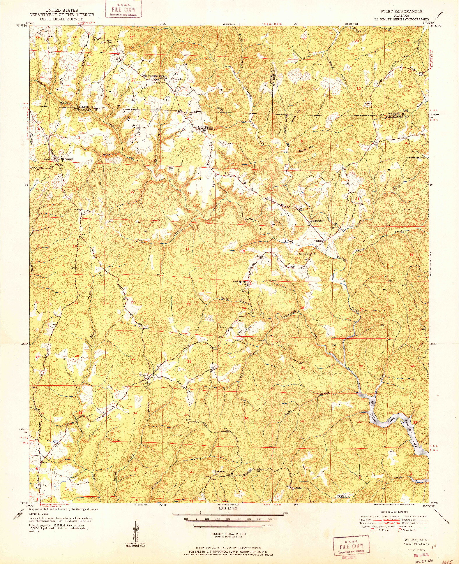 USGS 1:24000-SCALE QUADRANGLE FOR WILEY, AL 1951