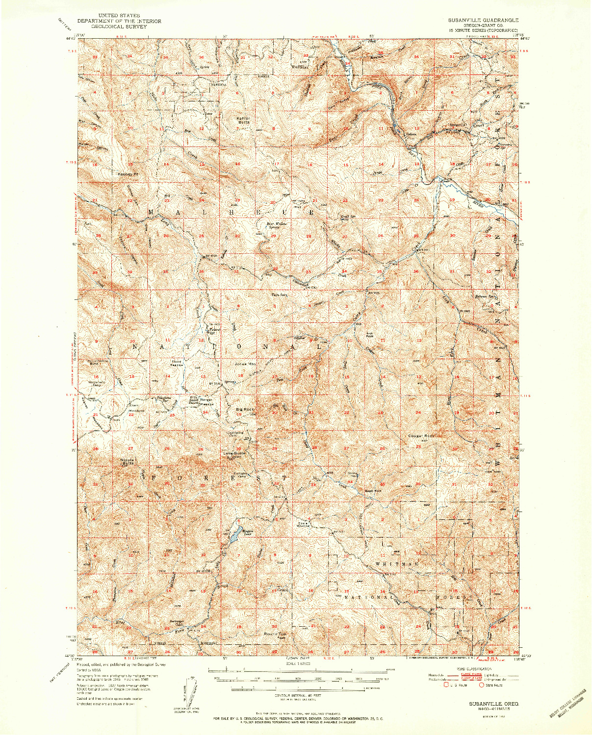 USGS 1:62500-SCALE QUADRANGLE FOR SUSANVILLE, OR 1951
