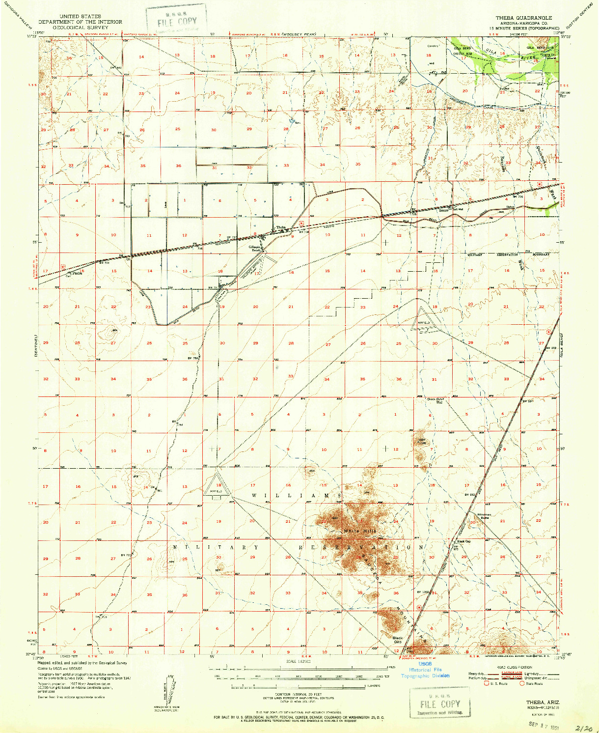 USGS 1:62500-SCALE QUADRANGLE FOR THEBA, AZ 1951