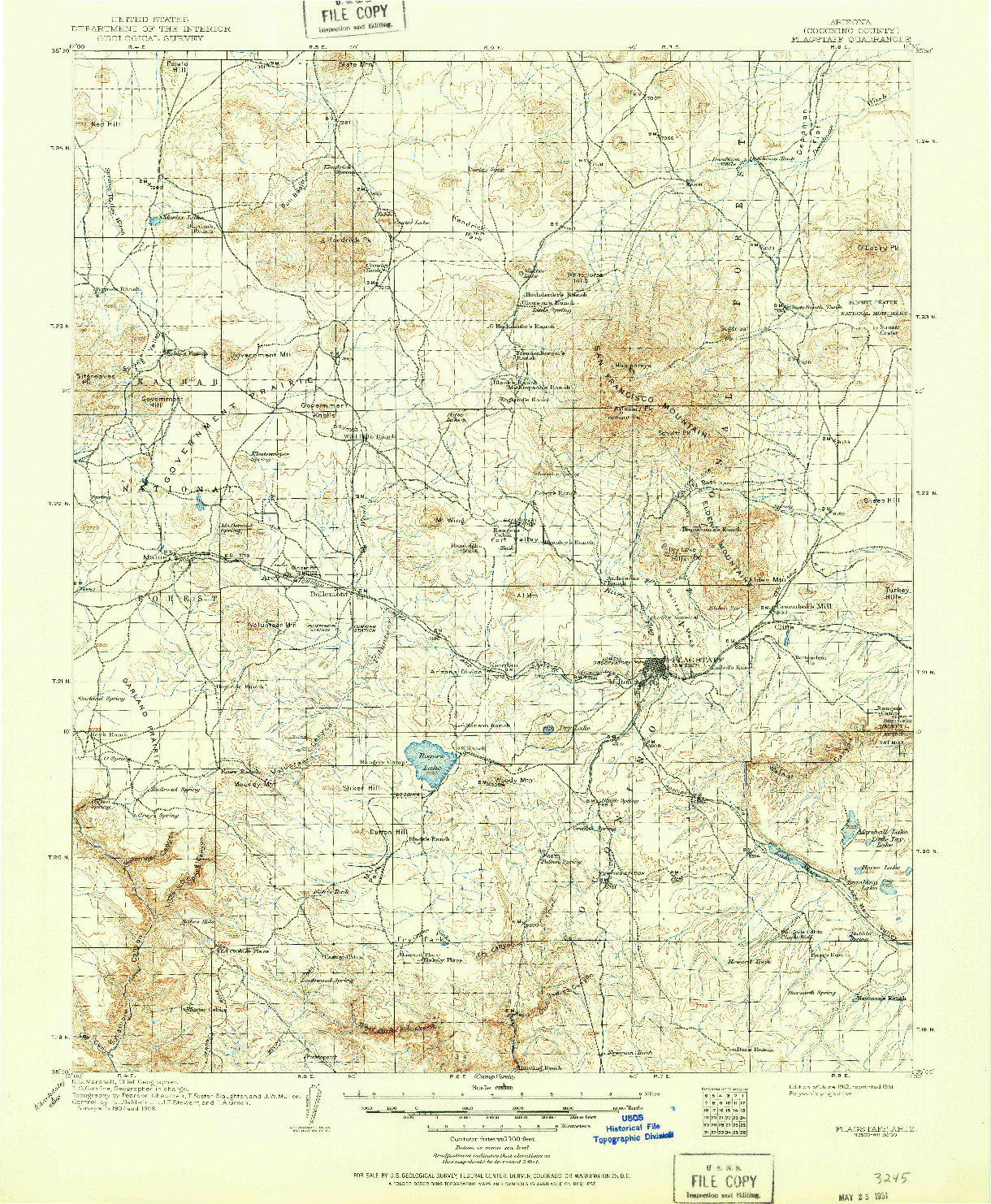 USGS 1:125000-SCALE QUADRANGLE FOR FLAGSTAFF, AZ 1912