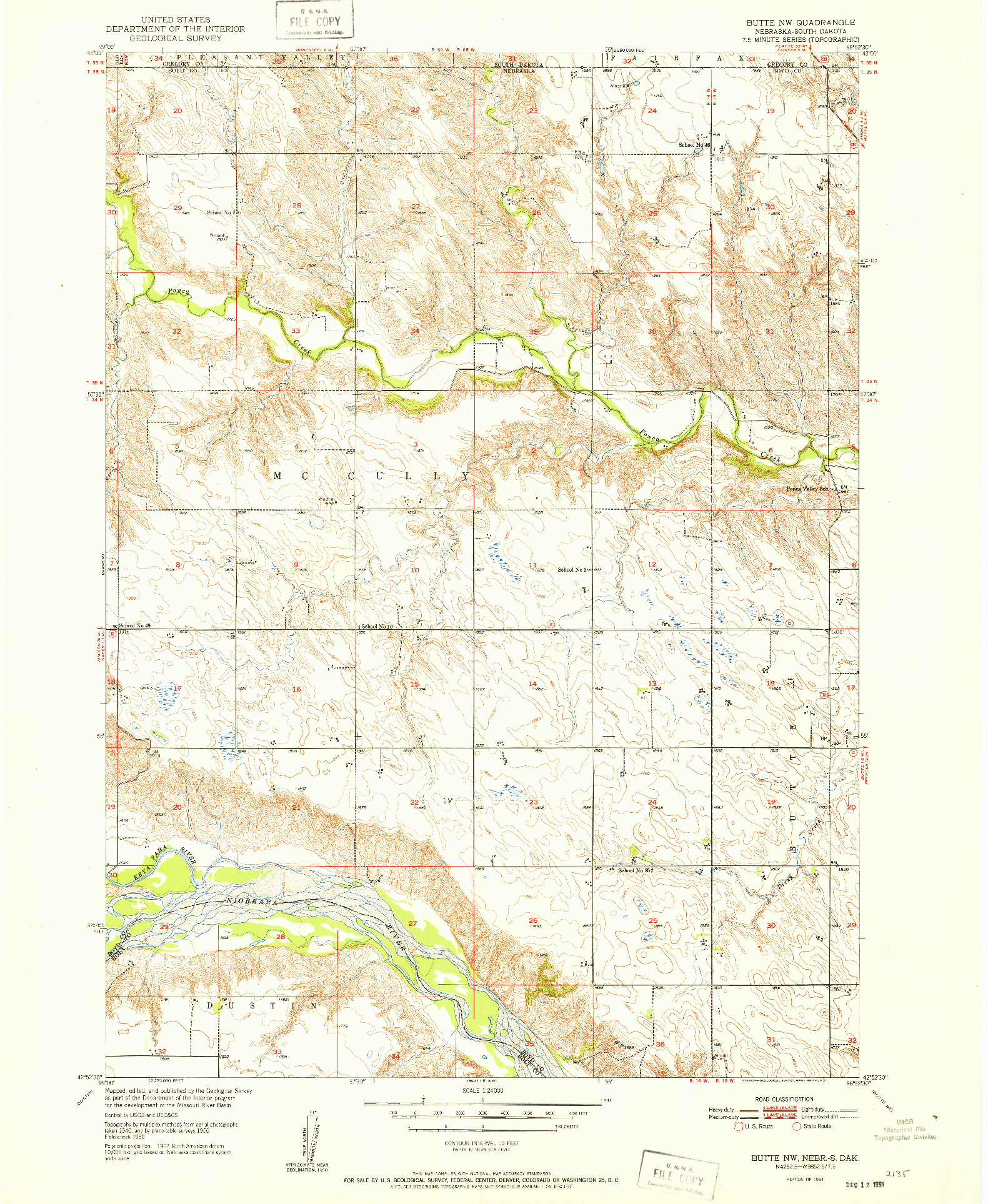 USGS 1:24000-SCALE QUADRANGLE FOR BUTTE NW, NE 1951