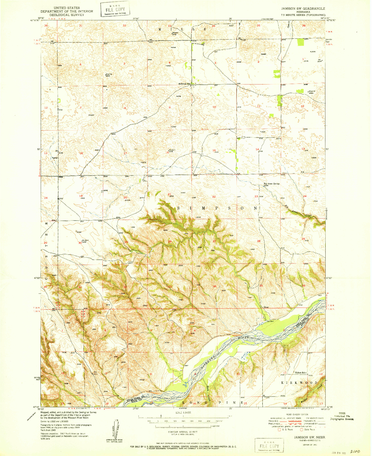 USGS 1:24000-SCALE QUADRANGLE FOR JAMISON SW, NE 1951
