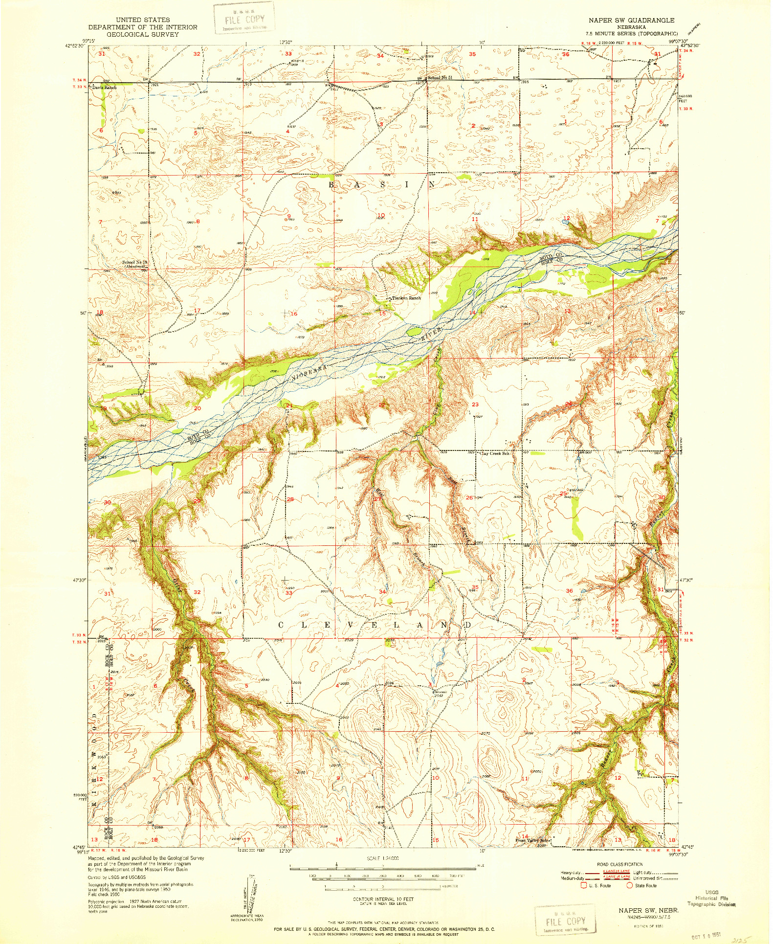 USGS 1:24000-SCALE QUADRANGLE FOR NAPER SW, NE 1951