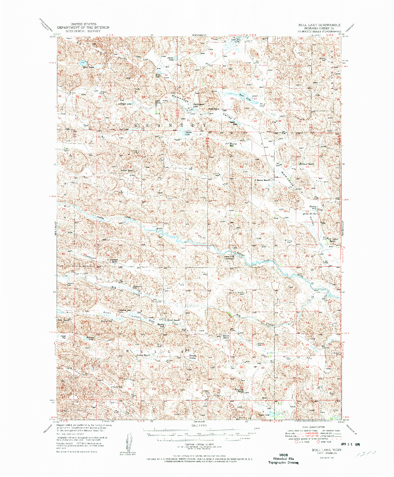 USGS 1:62500-SCALE QUADRANGLE FOR BULL LAKE, NE 1951