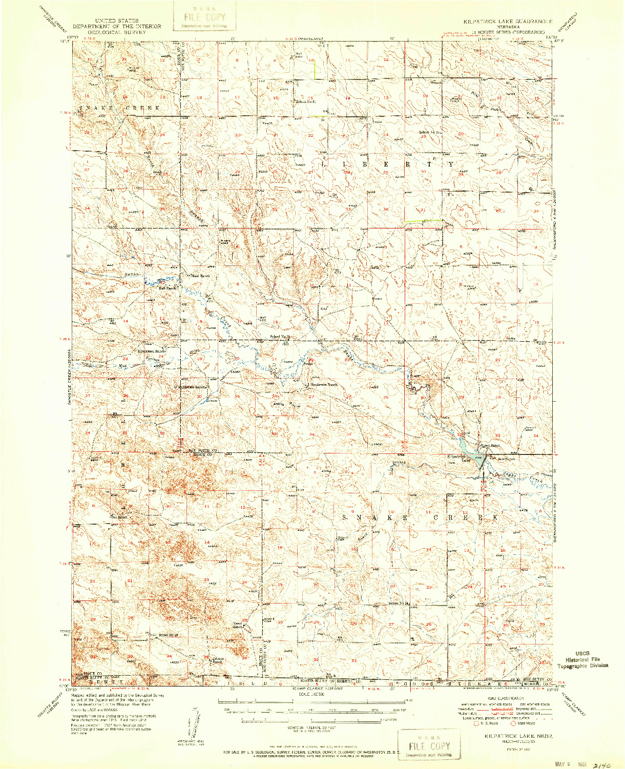 USGS 1:62500-SCALE QUADRANGLE FOR KILPATRICK LAKE, NE 1951