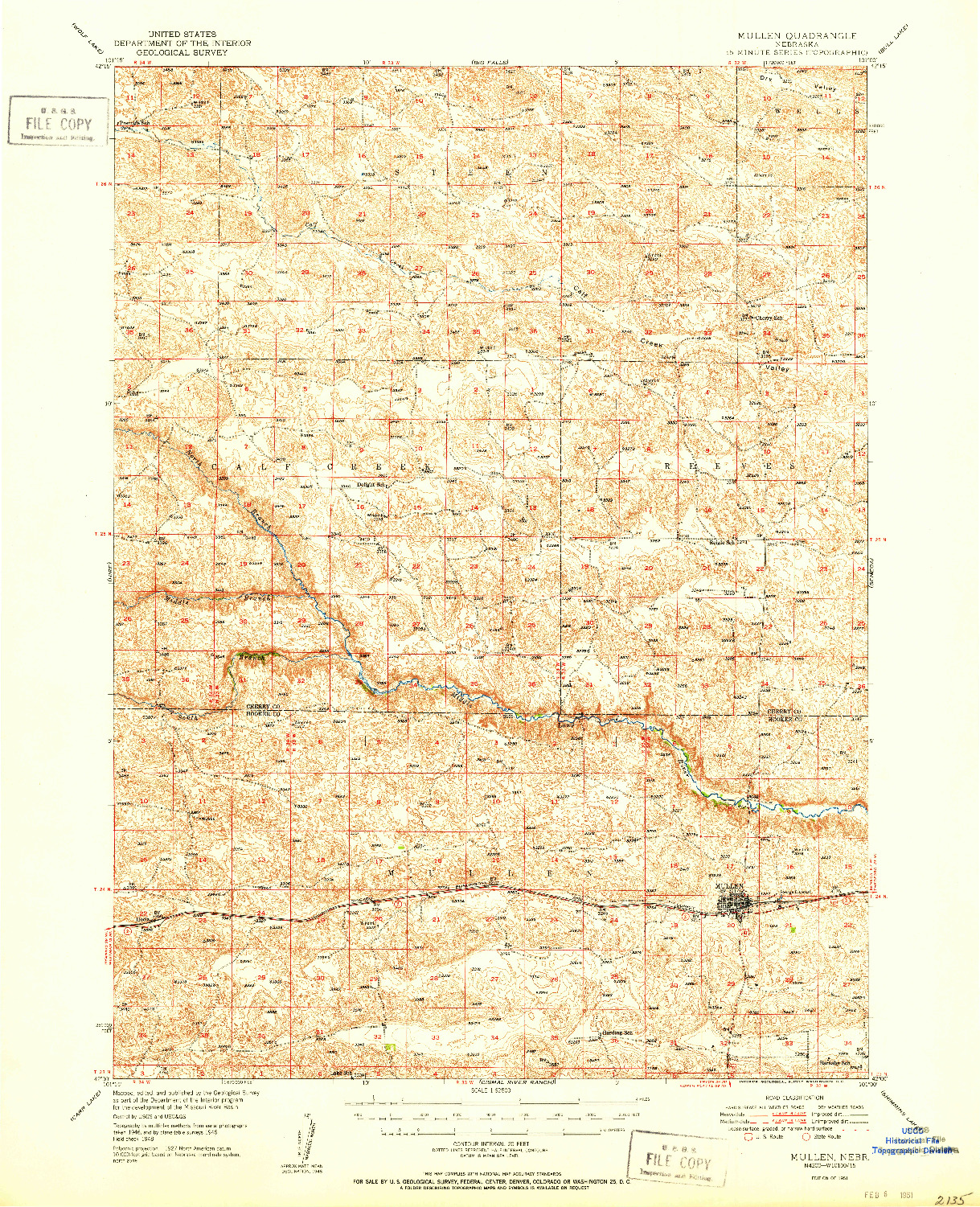 USGS 1:62500-SCALE QUADRANGLE FOR MULLEN, NE 1951