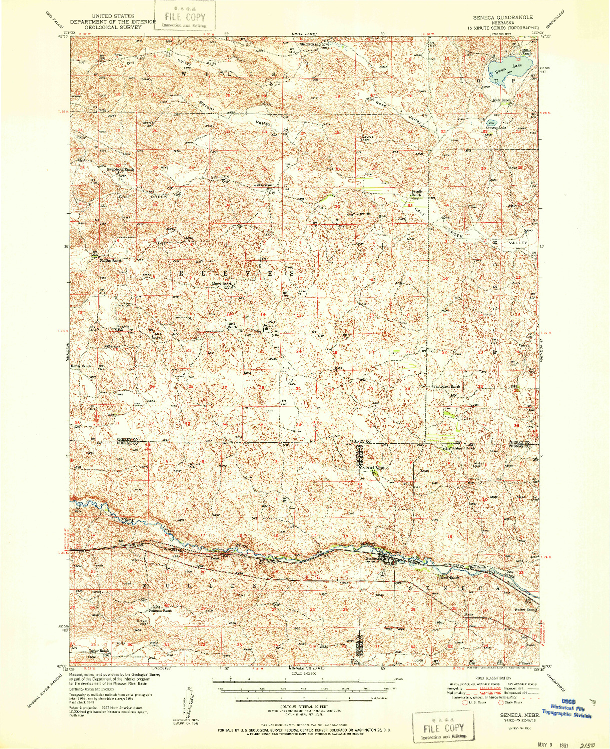 USGS 1:62500-SCALE QUADRANGLE FOR SENECA, NE 1951
