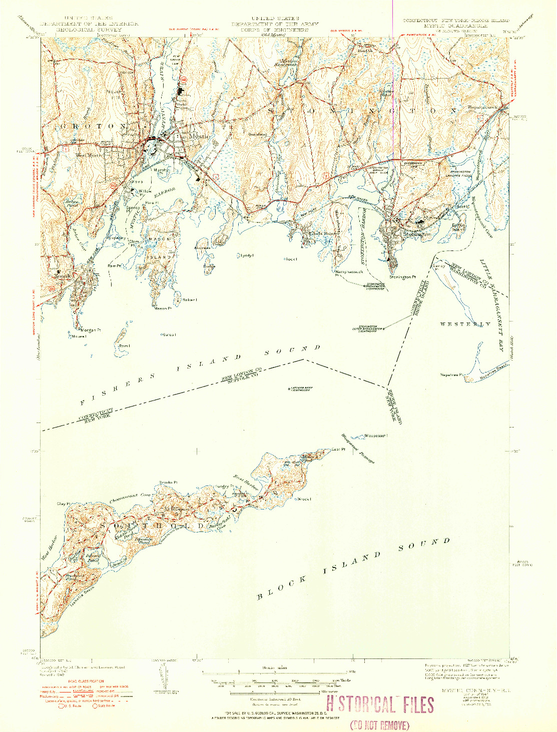 USGS 1:31680-SCALE QUADRANGLE FOR MYSTIC, CT 1944