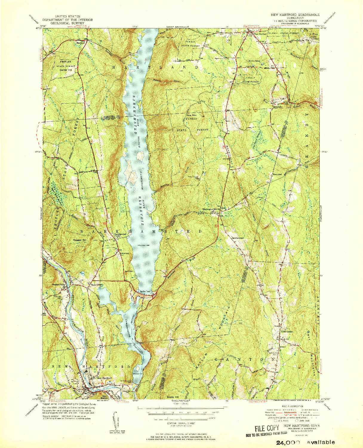 USGS 1:31680-SCALE QUADRANGLE FOR NEW HARTFORD, CT 1951