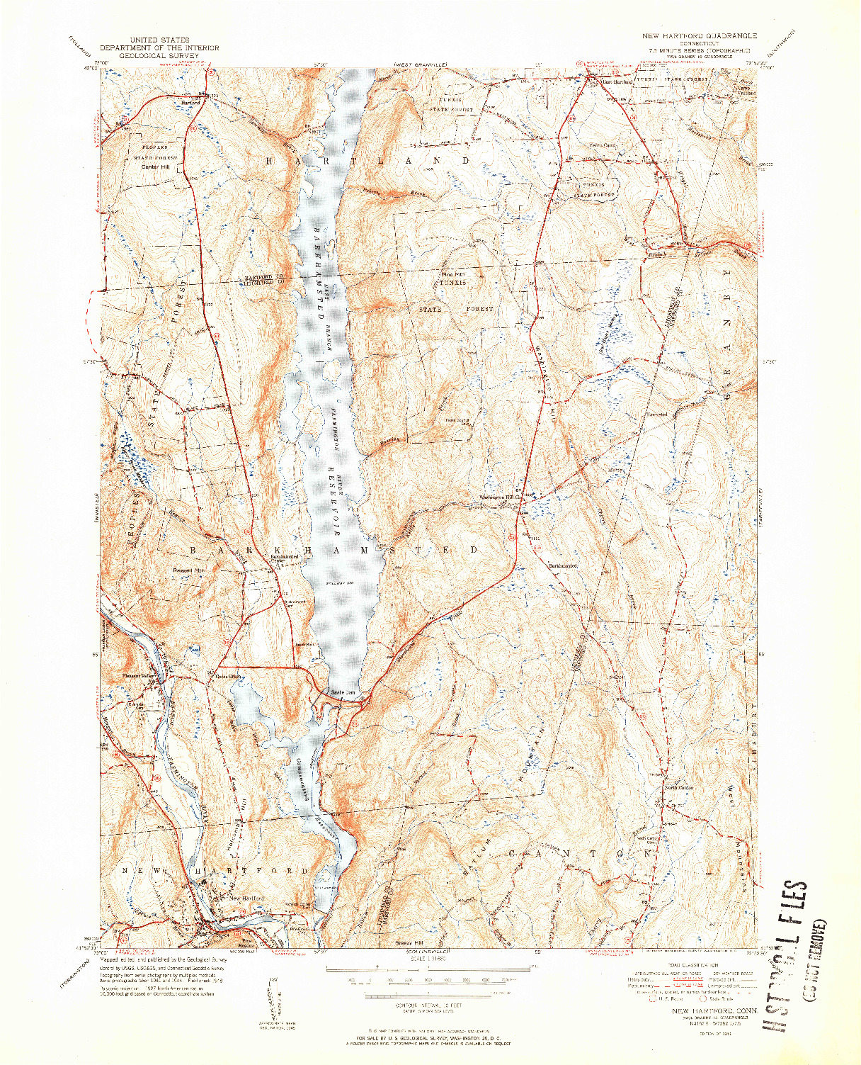 USGS 1:31680-SCALE QUADRANGLE FOR NEW HARTFORD, CT 1951