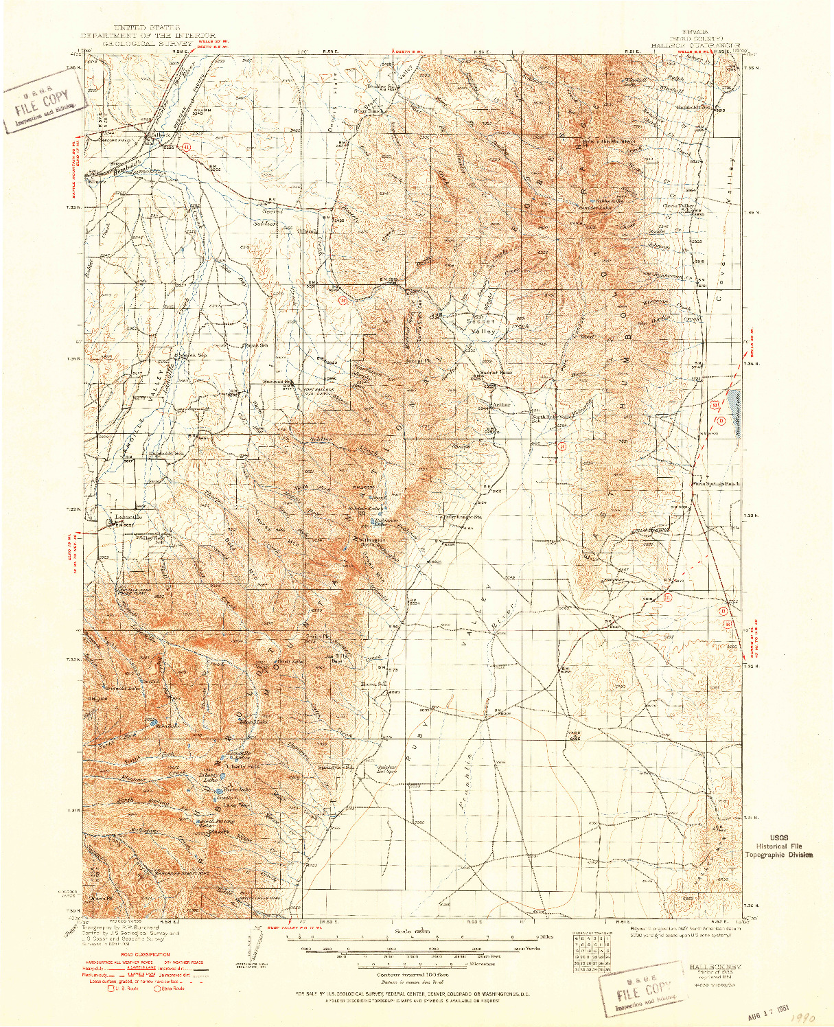 USGS 1:125000-SCALE QUADRANGLE FOR HALLECK, NV 1935