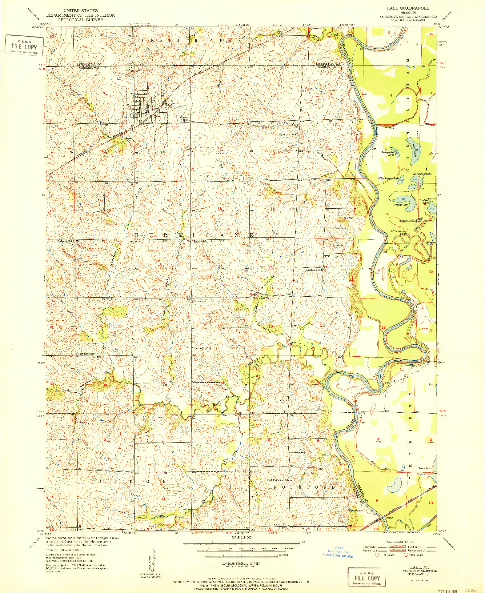 USGS 1:24000-SCALE QUADRANGLE FOR HALE, MO 1951