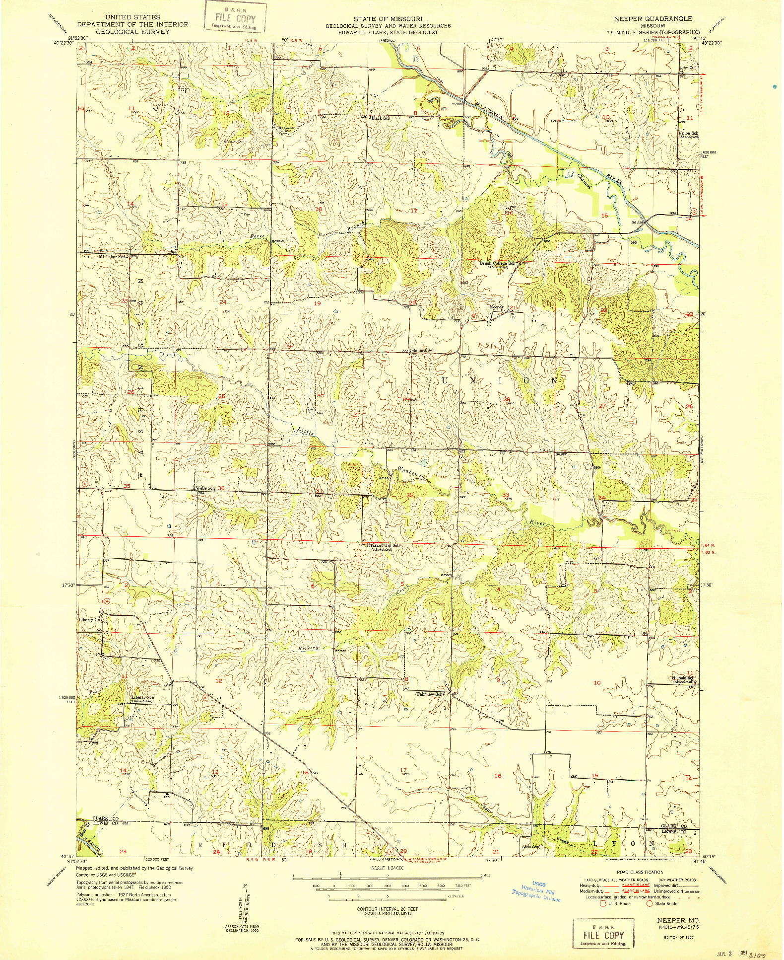 USGS 1:24000-SCALE QUADRANGLE FOR NEEPER, MO 1951
