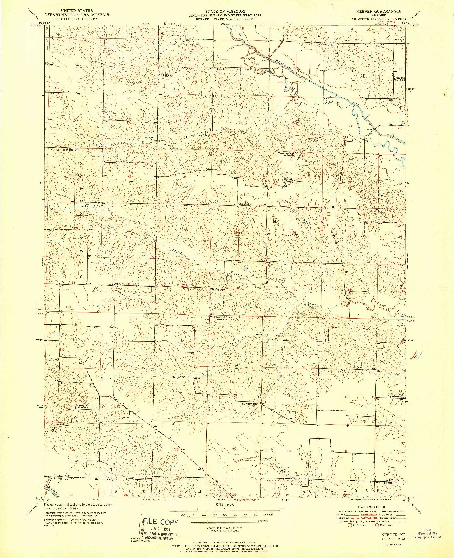 USGS 1:24000-SCALE QUADRANGLE FOR NEEPER, MO 1951