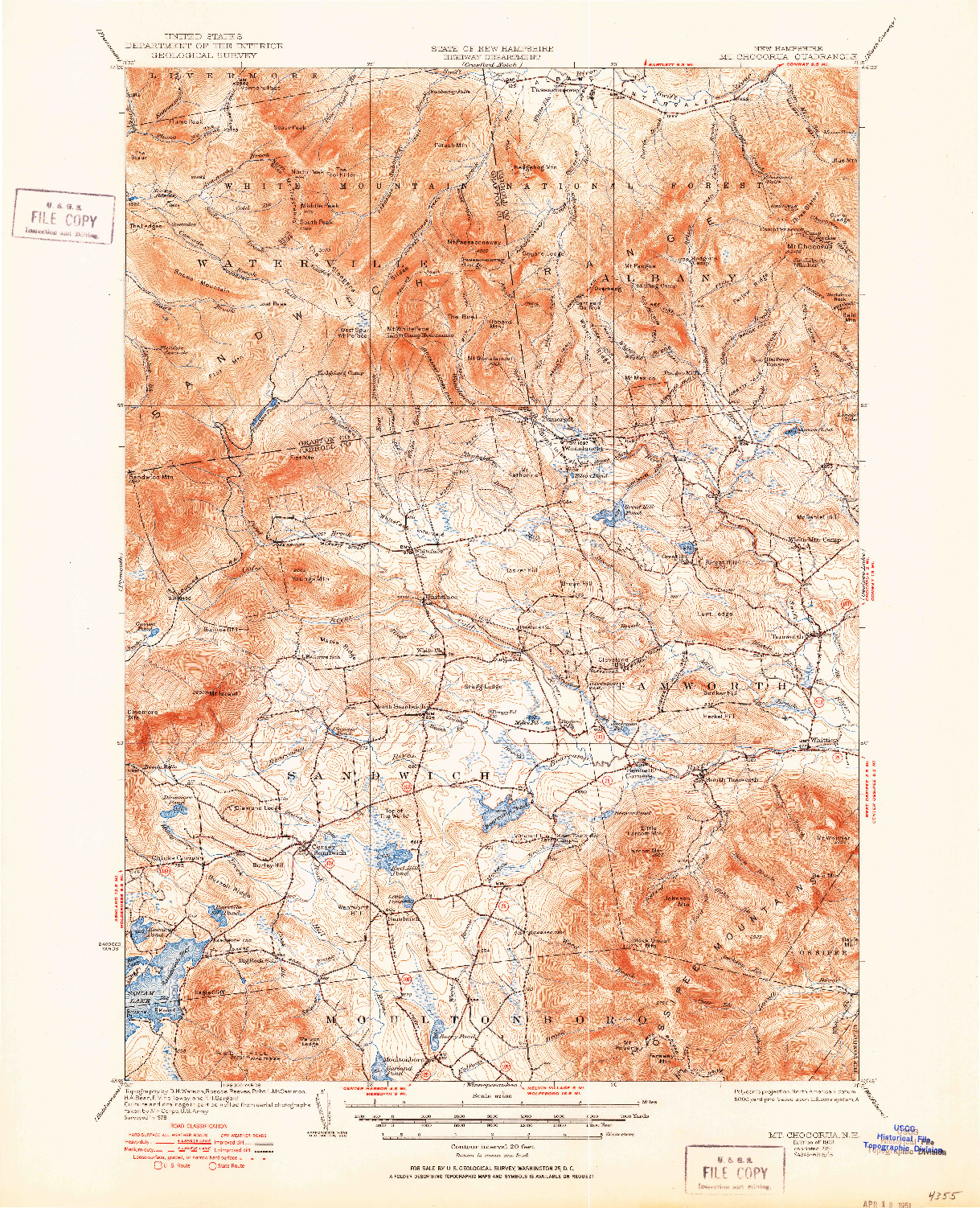 USGS 1:62500-SCALE QUADRANGLE FOR MT. CHOCORUA, NH 1931