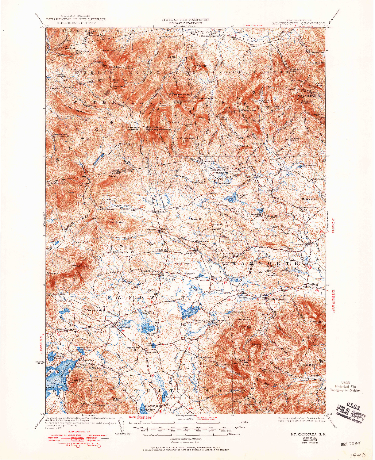 USGS 1:62500-SCALE QUADRANGLE FOR MT. CHOCORUA, NH 1931