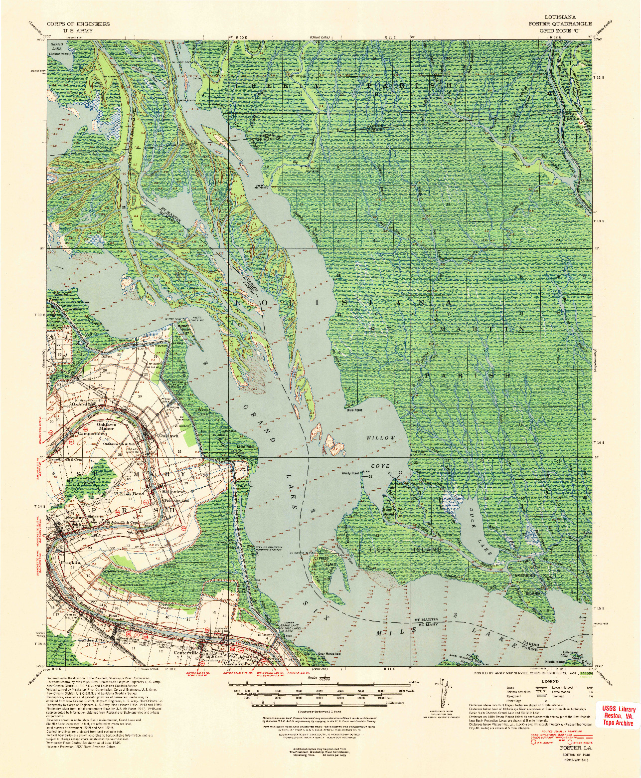 USGS 1:62500-SCALE QUADRANGLE FOR FOSTER, LA 1948