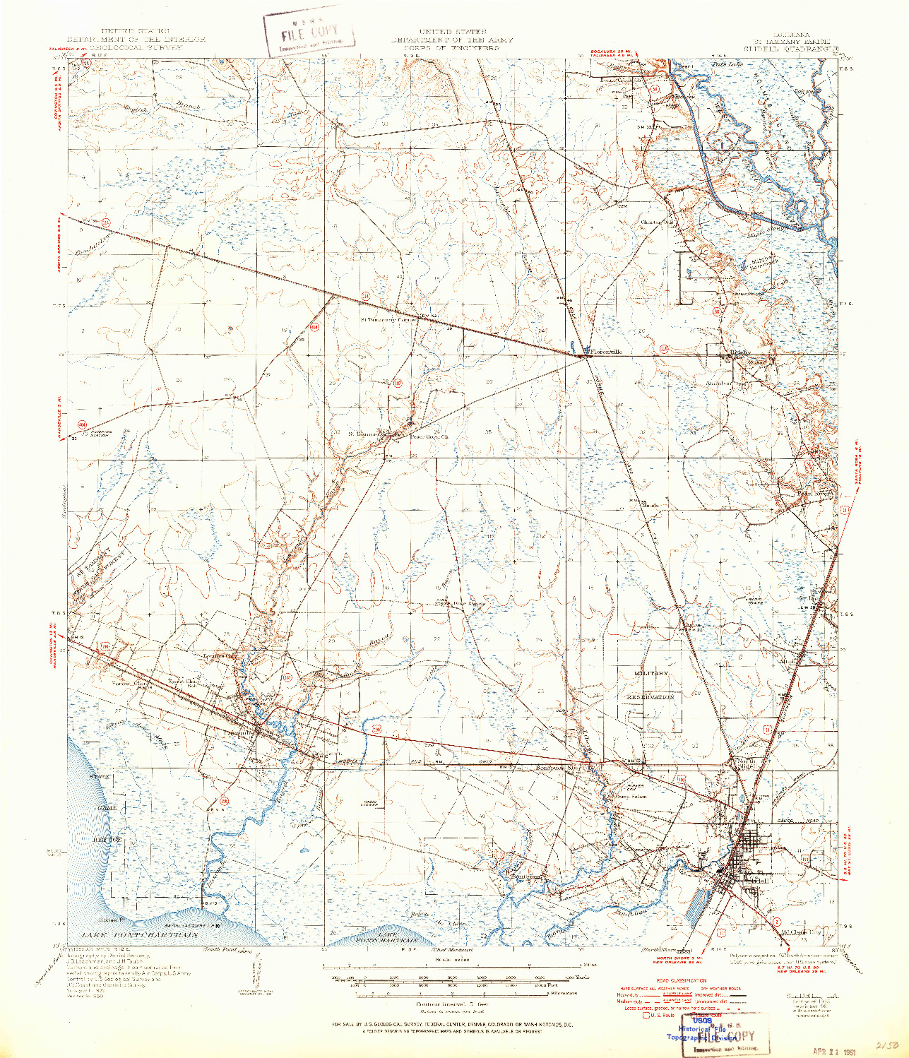 USGS 1:62500-SCALE QUADRANGLE FOR SLIDELL, LA 1935