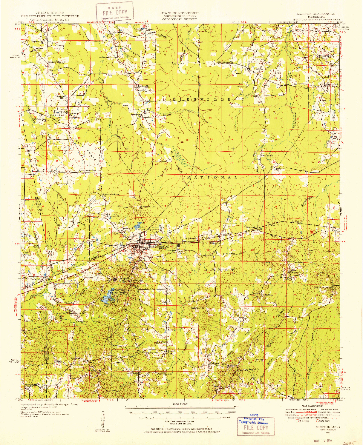 USGS 1:62500-SCALE QUADRANGLE FOR MORTON, MS 1951