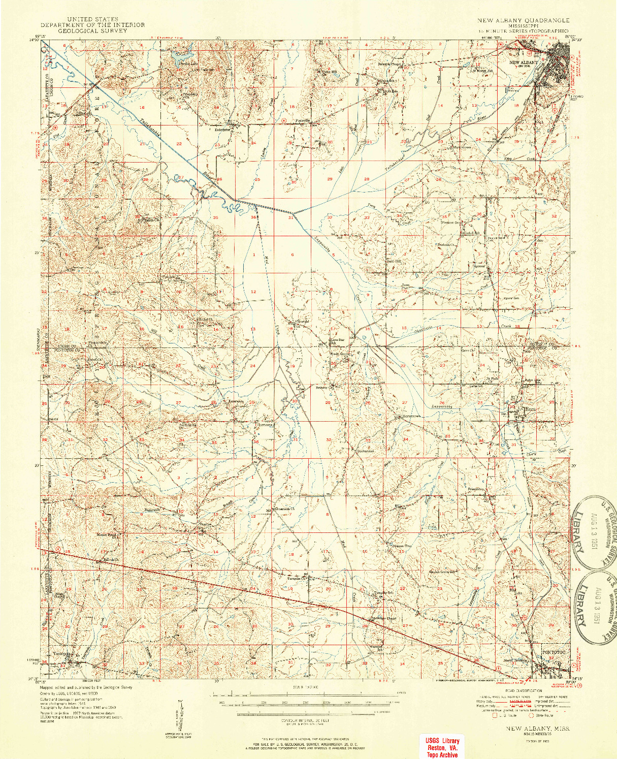 USGS 1:62500-SCALE QUADRANGLE FOR NEW ALBANY, MS 1951