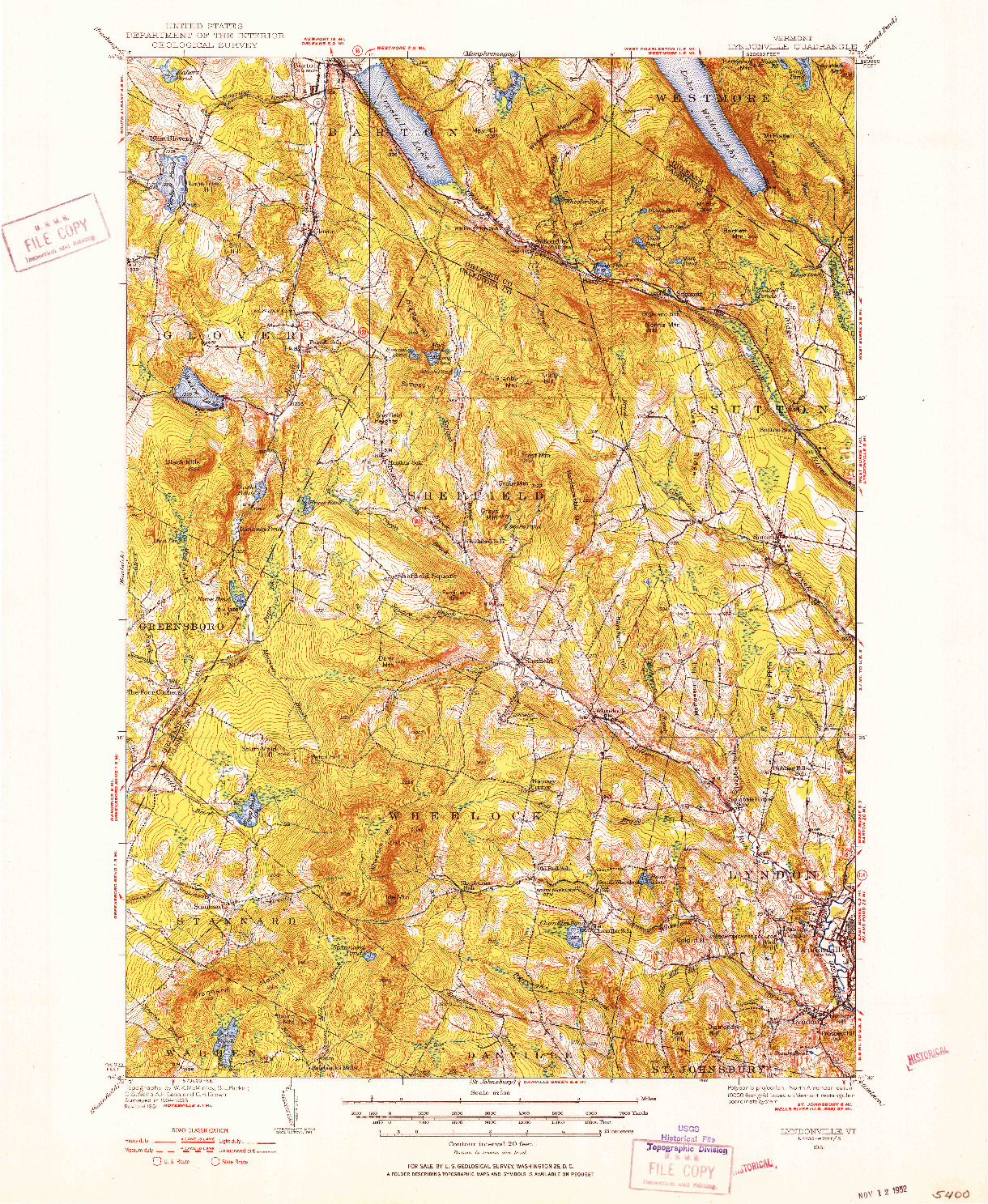 USGS 1:62500-SCALE QUADRANGLE FOR LYNDONVILLE, VT 1951