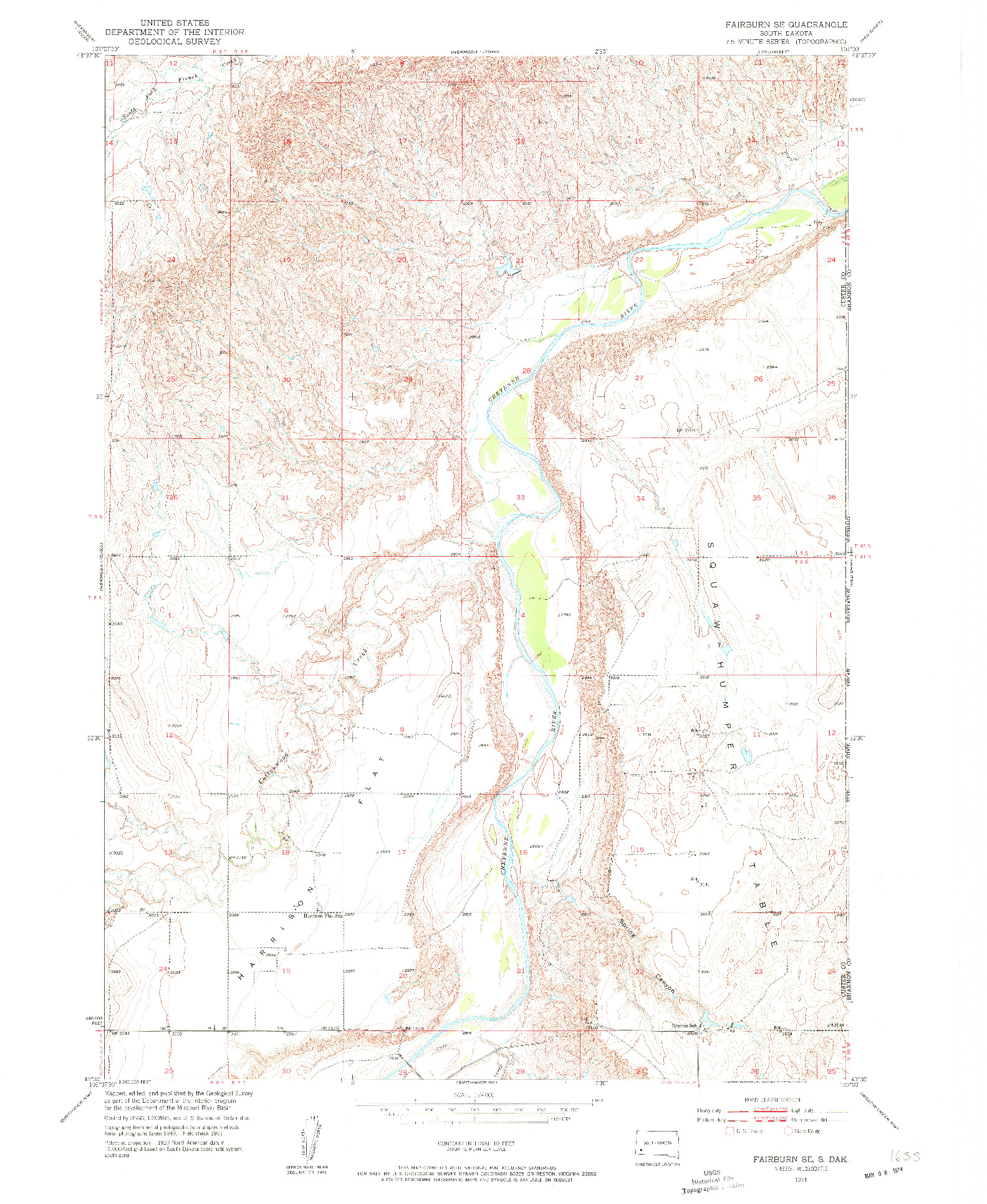 USGS 1:24000-SCALE QUADRANGLE FOR FAIRBURN SE, SD 1951