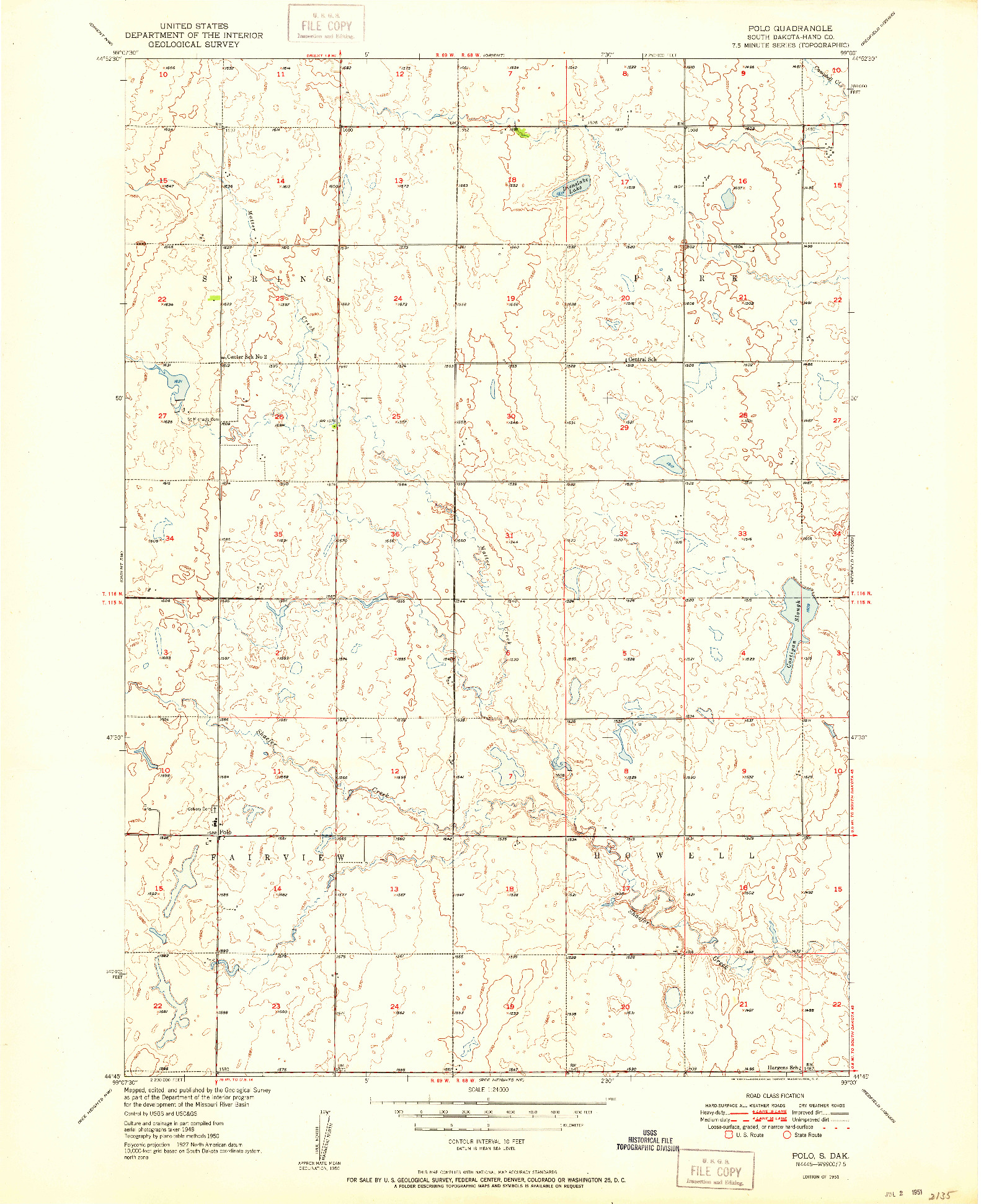 USGS 1:24000-SCALE QUADRANGLE FOR POLO, SD 1951