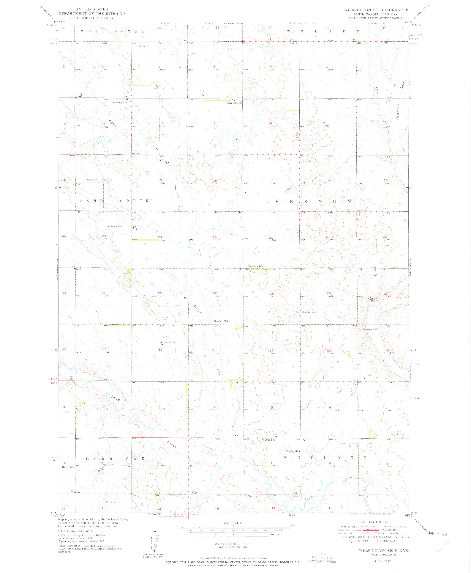 USGS 1:24000-SCALE QUADRANGLE FOR WESSINGTON SE, SD 1951